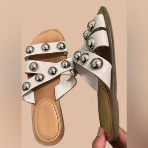 Marc fisher silver studded women’s sandal size 6.5 worn but still in good shape!